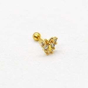 Gold Butterfly Stud – Rhinestone Cartilage or Lobe Piercing, Dainty Jewelry